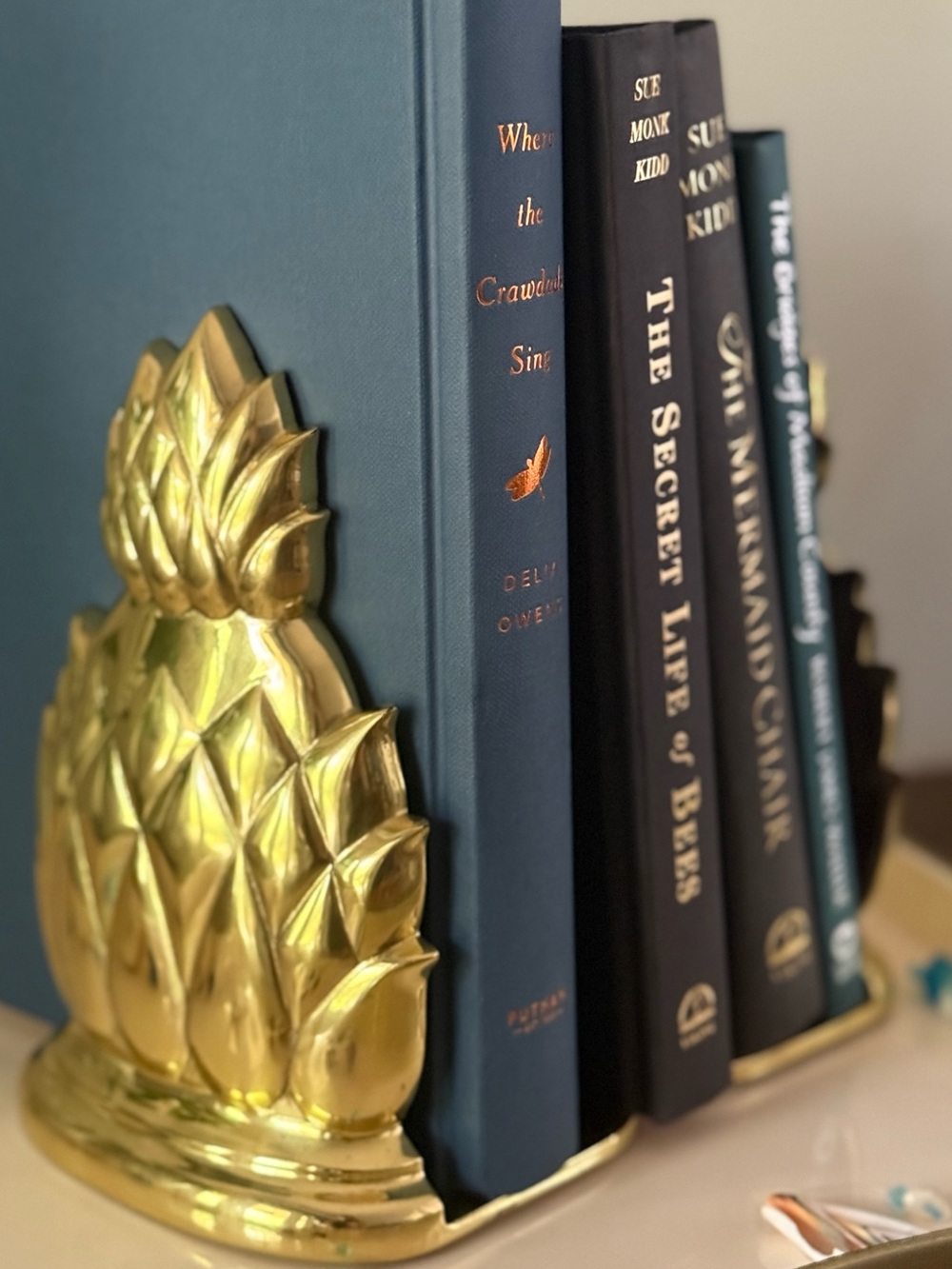 Vintage Polished Brass Pineapple Bookends